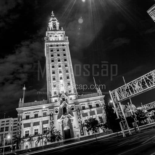 The Freedom Tower off Biscayne Boulevard -- Miami Black and White Photos