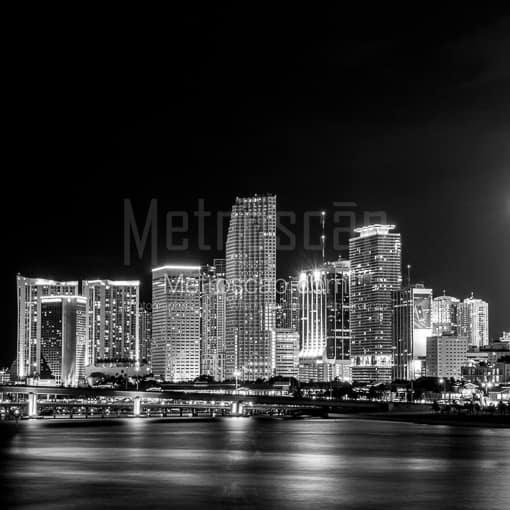 Miami at Night -- Miami Black and White Photos