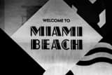 Horizontal Welcome to Miami Beach Art Deco Sign black and white Photos