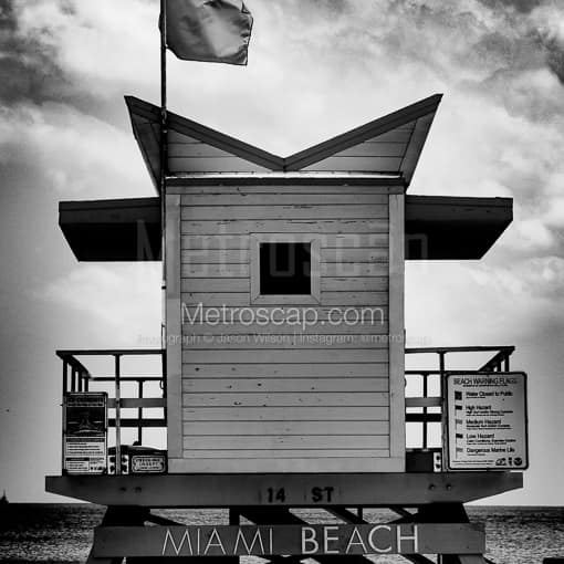 A Miami Beach Lifeguard Shack -- Miami Black and White Photos