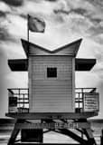 Vertical A Miami Beach Lifeguard Shack black and white Photos