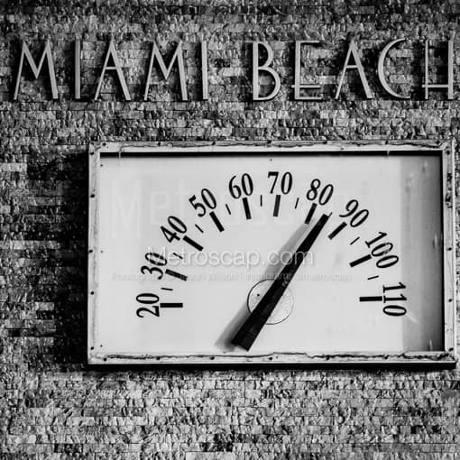 Miami Beach Art Deco Temperature -- Miami Black and White Photos