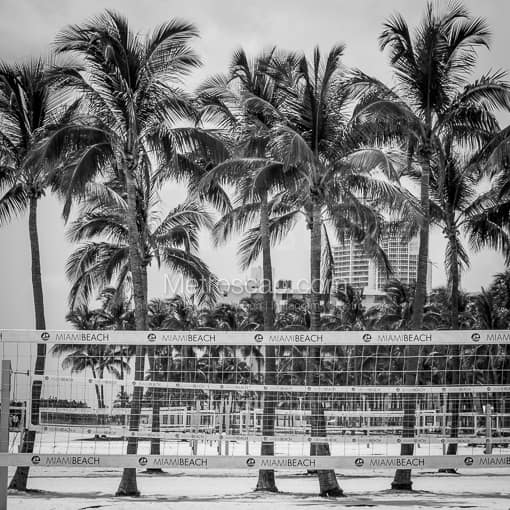 Miami Beach Volleyball Nets -- Miami Black and White Photos