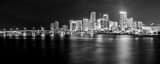 Panoramic The Miami Skyline at Night from the MacArthur Causeway landscape black and white Photography