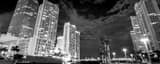 Panoramic The Miami Riverwalk at Miami Circle black and white Photos