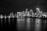 Horizontal The Miami Skyline at Night on Biscayne Bay black and white Photos