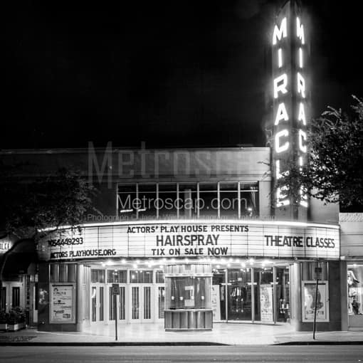 The Miracle Theatre in Coral Gables -- Miami Black and White Photos