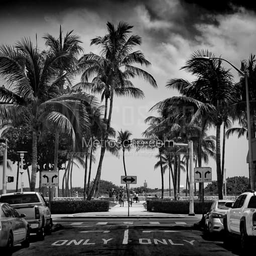 Ocean Drive on Miami Beach -- Miami Black and White Photos