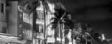 Panoramic Ocean Drive on Miami Beach at Night black and white Photos