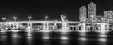 Panoramic The Port Boulevard Bridge to Dodge Island black and white Photos