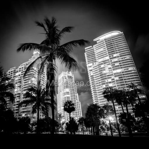 South Beach Condos Overlook South Pointe Park -- Miami Black and White Photos
