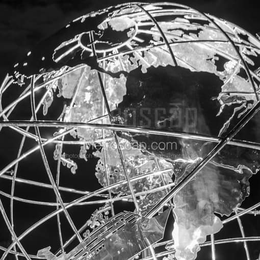 The Stainless Steel Globe at the Port of Miami Entrance -- Miami Black and White Photos