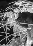 Vertical The Stainless Steel Globe at the Port of Miami Entrance black and white Photos