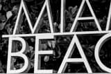Horizontal A Tight Crop of the Miami Beach Welcome Sign black and white Photos