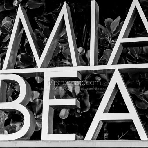 A Tight Crop of the Miami Beach Welcome Sign -- Miami Black and White Photos