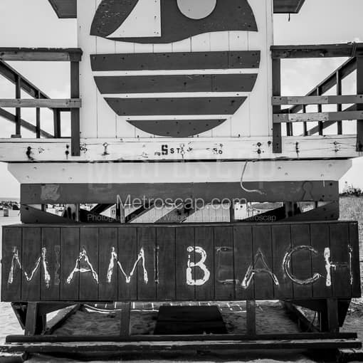 A Weathered Miami Beach Lifeguard Hut -- Miami Black and White Photos