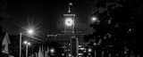 Panoramic The Allen-Bradley Clock at Night black and white Photos