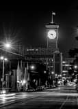 Vertical The Allen-Bradley Clock at Night black and white Photos