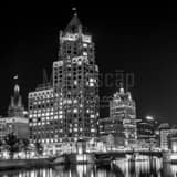 Square Milwaukee at Night black and white Photos