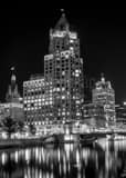 Vertical Milwaukee at Night black and white Photos