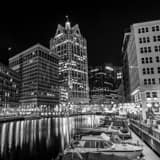 Square Downtown Milwaukee from Wells Street black and white Photos