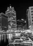 Vertical Downtown Milwaukee from Wells Street black and white Photos