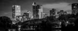 Panoramic The Milwaukee Skyline reflecting off of Veterans Pond black and white Photos