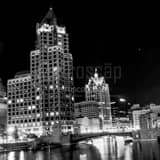 Square The Milwaukee Riverwalk from Juneau Ave Framed Photos