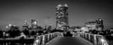 Panoramic Milwaukee Skyline Pedestrian Bridge near Pier Wisconsin black and white Photos
