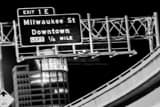 Horizontal Milwaukee St Downtown Highway Sign Framed Photos