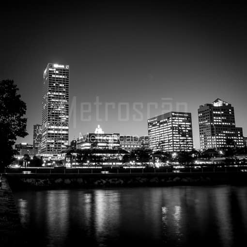 The Milwaukee Skyline from  Discovery World -- Milwaukee Black and White Photos