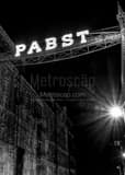 Vertical The Pabst Brewing Sign at Night Framed Photos