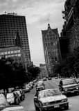 Vertical Wisconsin Avenue in Downtown Milwaukee black and white Photos