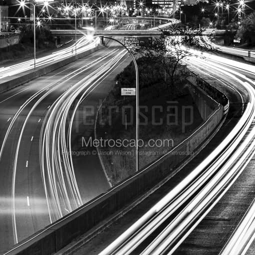 35W at Night -- Minneapolis Black and White Photography