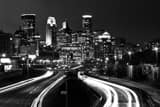 Horizontal Downtown Minneapolis Skyline at Night over 35W Photography