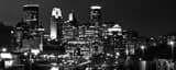 Panoramic Downtown Minneapolis Skyline at Night over 35W Photography