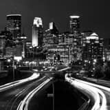 Square Downtown Minneapolis Skyline at Night over 35W Photography