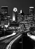 Vertical Downtown Minneapolis Skyline at Night over 35W Photography