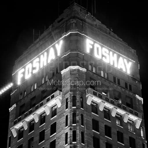 The Top of the Foshay Tower at Night -- Minneapolis Black and White Photography