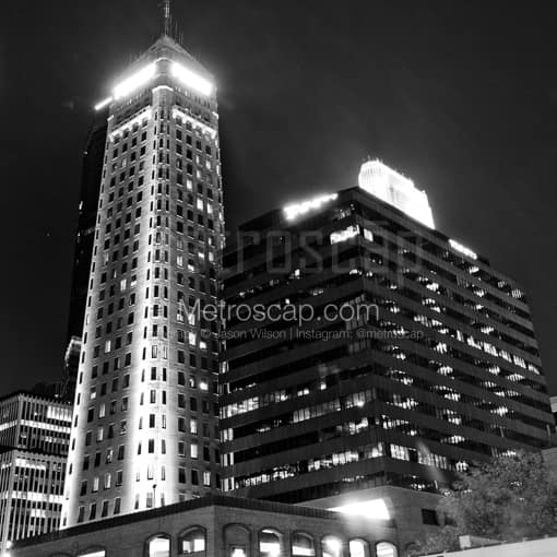 Matte Black WOOD Framed Black and White Minneapolis Photograph: The Foshay Tower on Marquette Ave in a Square Matte Black Wood Frame