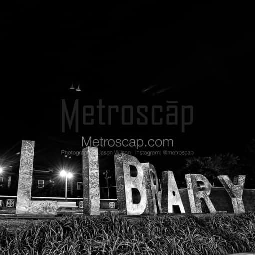 The Walker Library Sign -- Minneapolis Black and White Photography