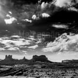 Square Gorgeous Clouds in Monument Valley Utah black and white Photography