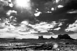 Horizontal Lens Flares in Monument Valley black and white Photography