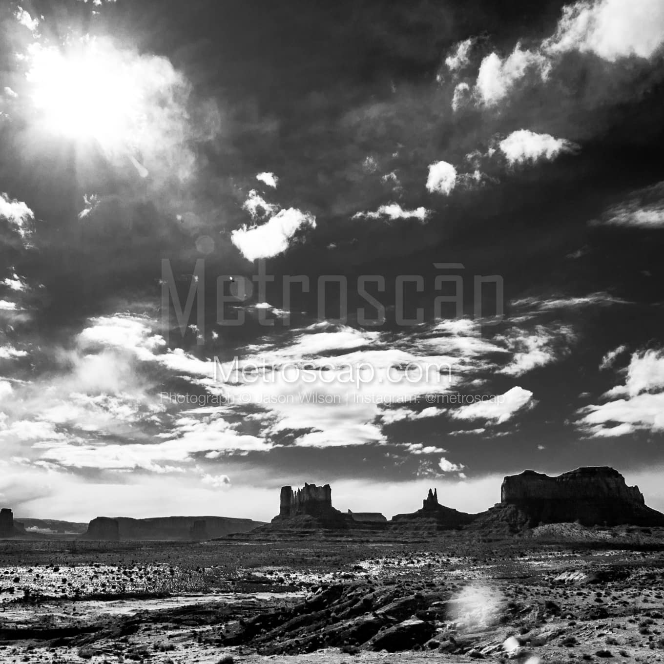 Lens Flares in Monument Valley black and white Photography Lens Flares in Monument Valley black and white Photography square crop