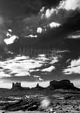 Vertical Lens Flares in Monument Valley black and white Photography