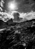 Vertical Mexican Hat Utah black and white Photography