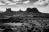 Horizontal The Sandstone Mittens of Monument Valley black and white Photography