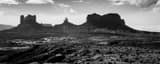 Panoramic The Sandstone Mittens of Monument Valley black and white Photography