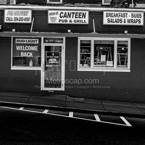 The Canteen Pub and Grill on  WVU Campus -- Morgantown WV Black and White Photos