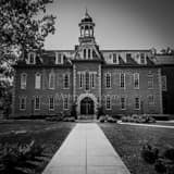 Square WVU Martin Hall in Woodburn Circle Photography